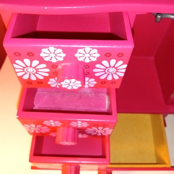 PINK & WHITE GIRLS 4 DRAWER JEWELRY BOX FOR RINGS, NECKLACES AND STUFF - Picture 5 of 7